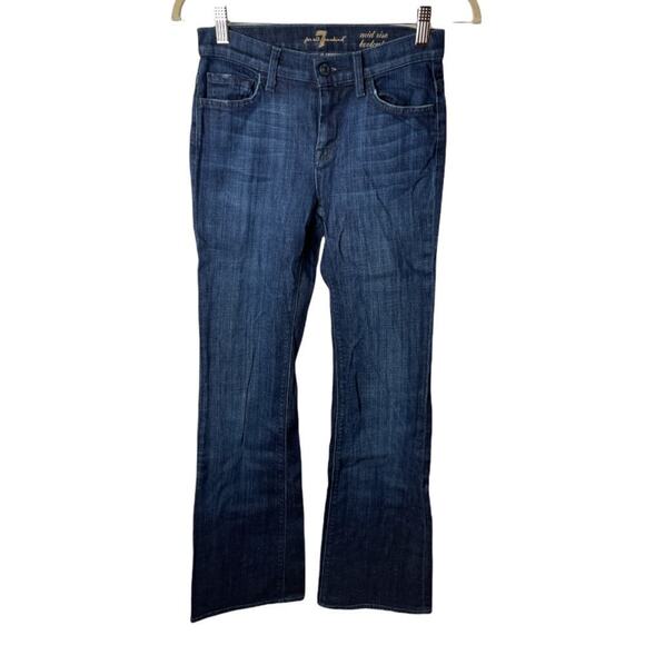 7 For All Mankind Mid Rise Bootcut Dark Blue Jeans Women's Size 25 - Picture 1 of 8